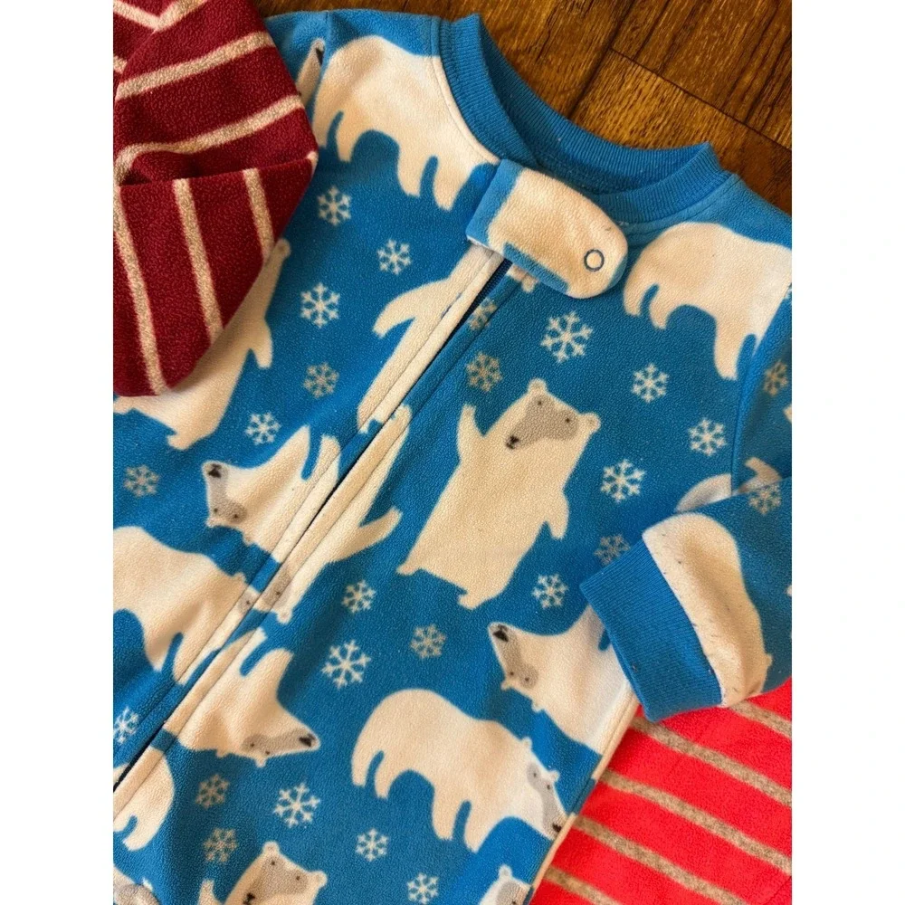 Carters Baby Boy 6 Months Sleepers Fleece Pajamas Outfits Clothes‎ Lot Football